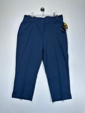 PGA Tour Golf Capri Pants Blue Stretch Pull-On UV Protection Size 12 NWT